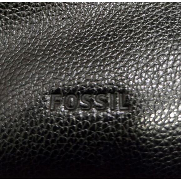 Fossil Fiona Black Pebbled Leather Crossbody/Shoulder Bag Adj Strap Zip + Pocket - Picture 6 of 10